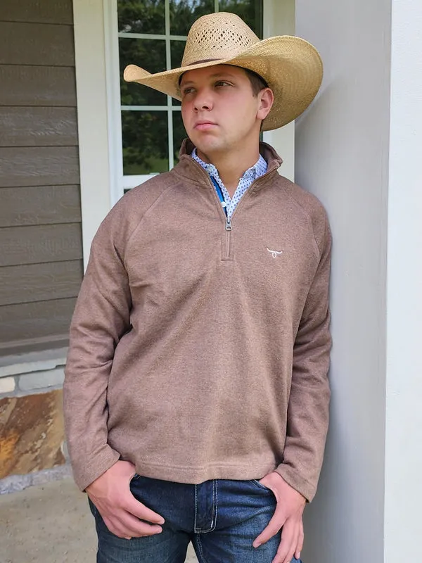 1/4 Zip Pullover - Solid - Khaki Brown