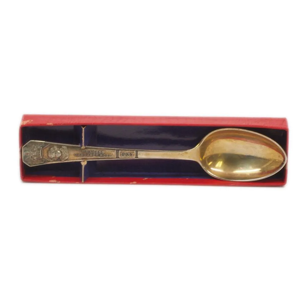 1937 Coronation Princess Margaret Rose Sterling Spoon w/ Box