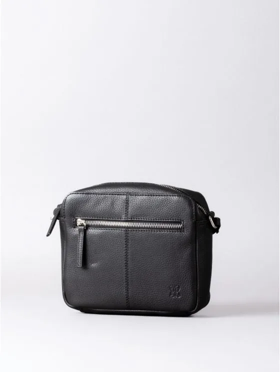 Alston Boxy Leather Cross Body Bag in Black