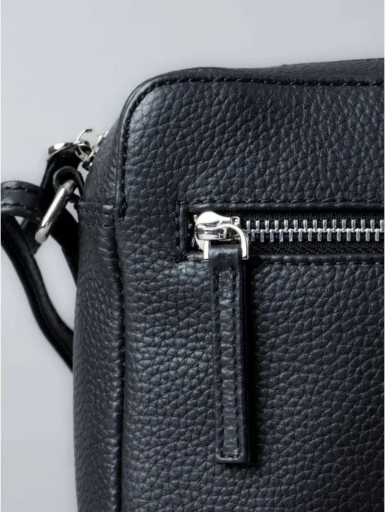 Alston Boxy Leather Cross Body Bag in Black