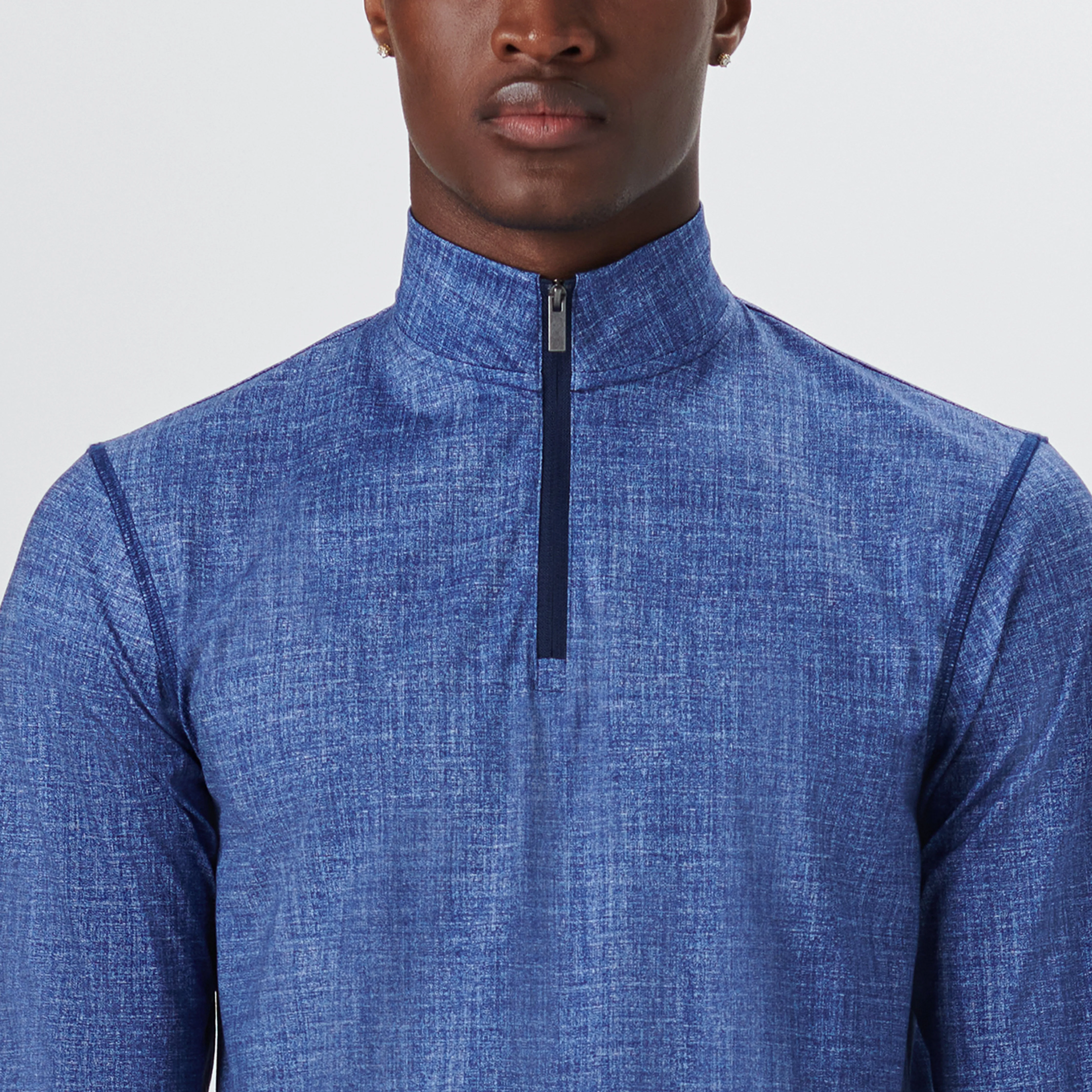 ANTHONY Chambray Print OoohCotton Quarter Zip Pullover