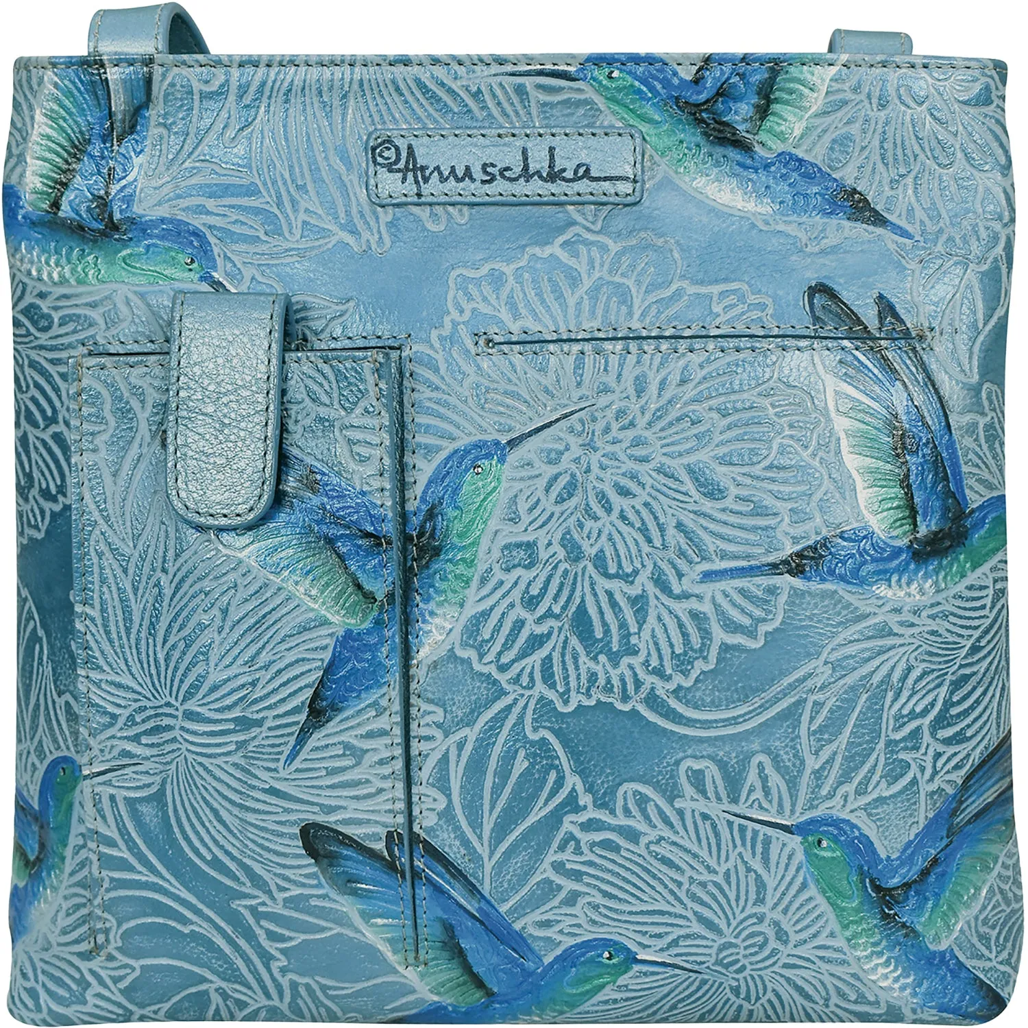 Anuschka Medium Crossbody Tooled Birds Sky Leather