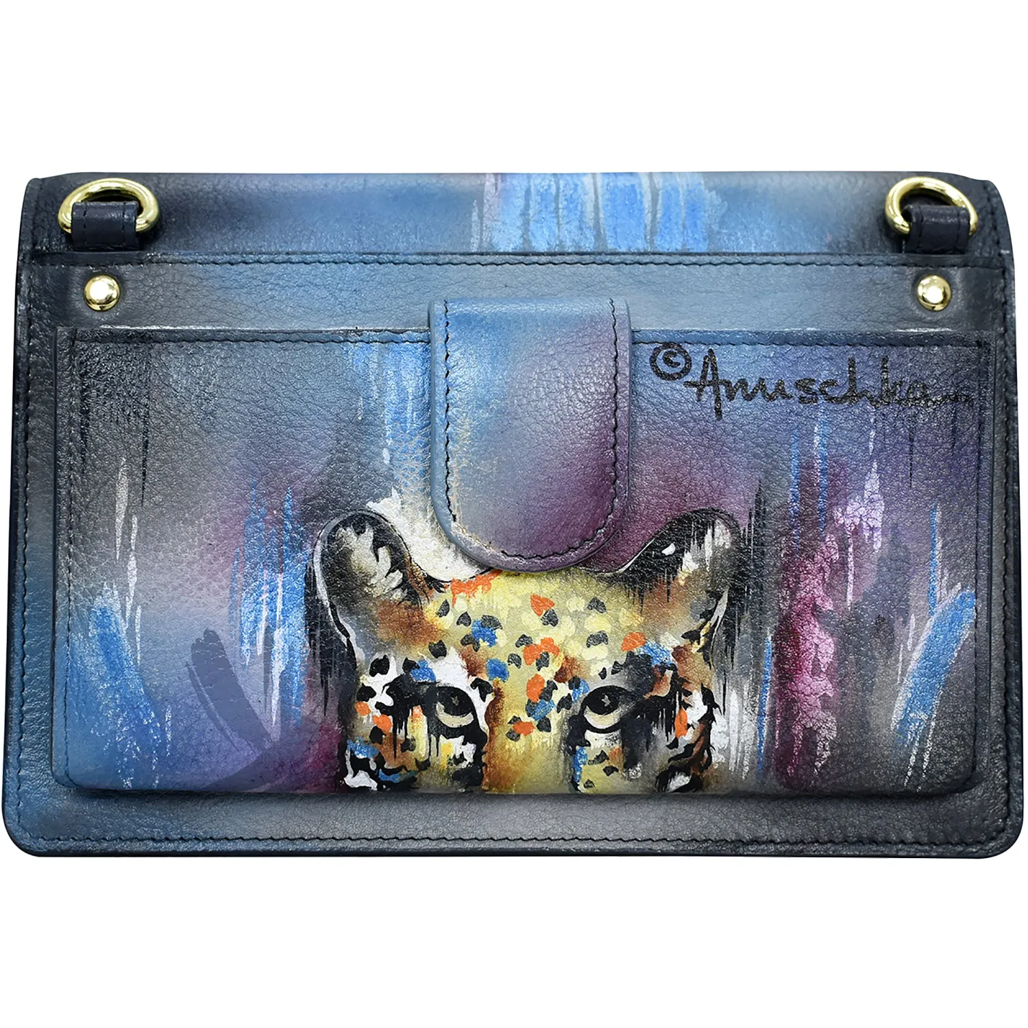 Anuschka Organizer Crossbody Abstract Leopard Leather