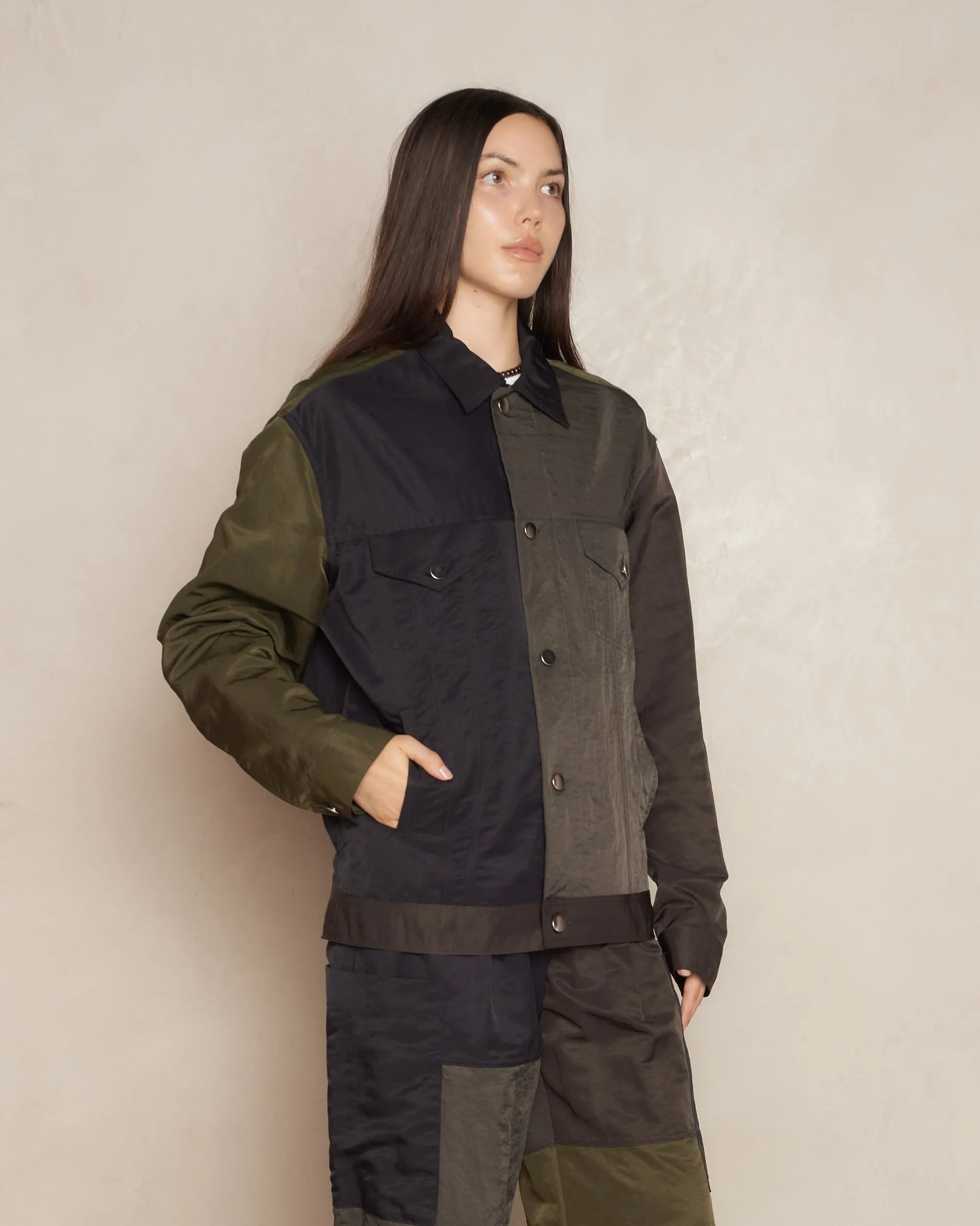 Army Green Oversized Worker Jacket