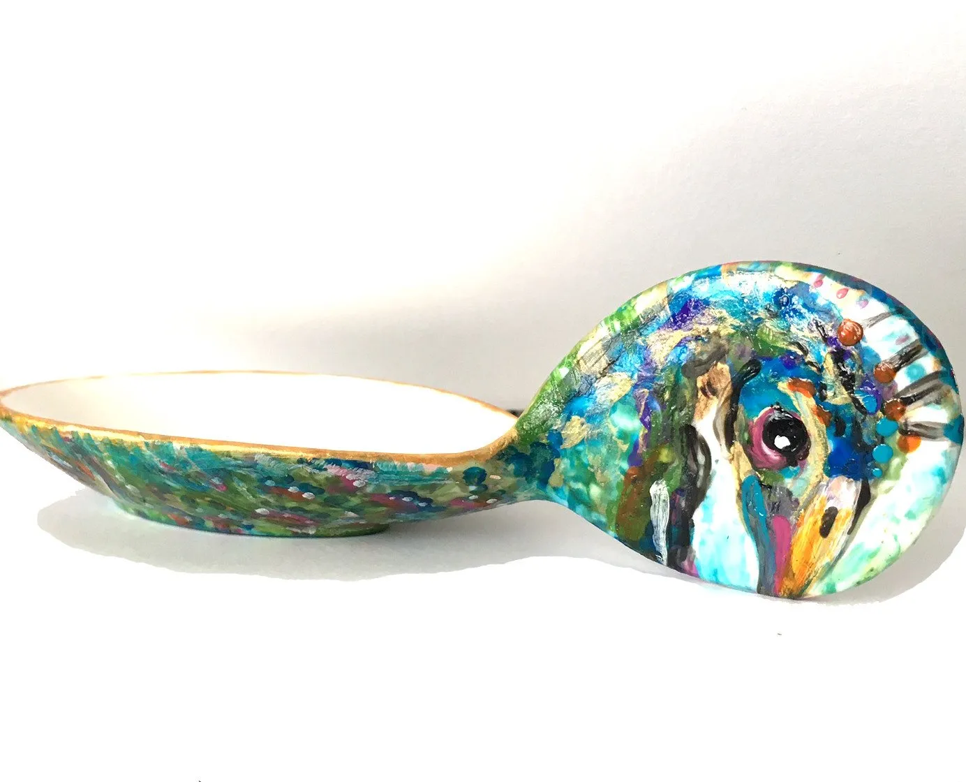 BIRDS (and more):  Hand-painted Porcelain Tasting Spoon/Spoon Rests