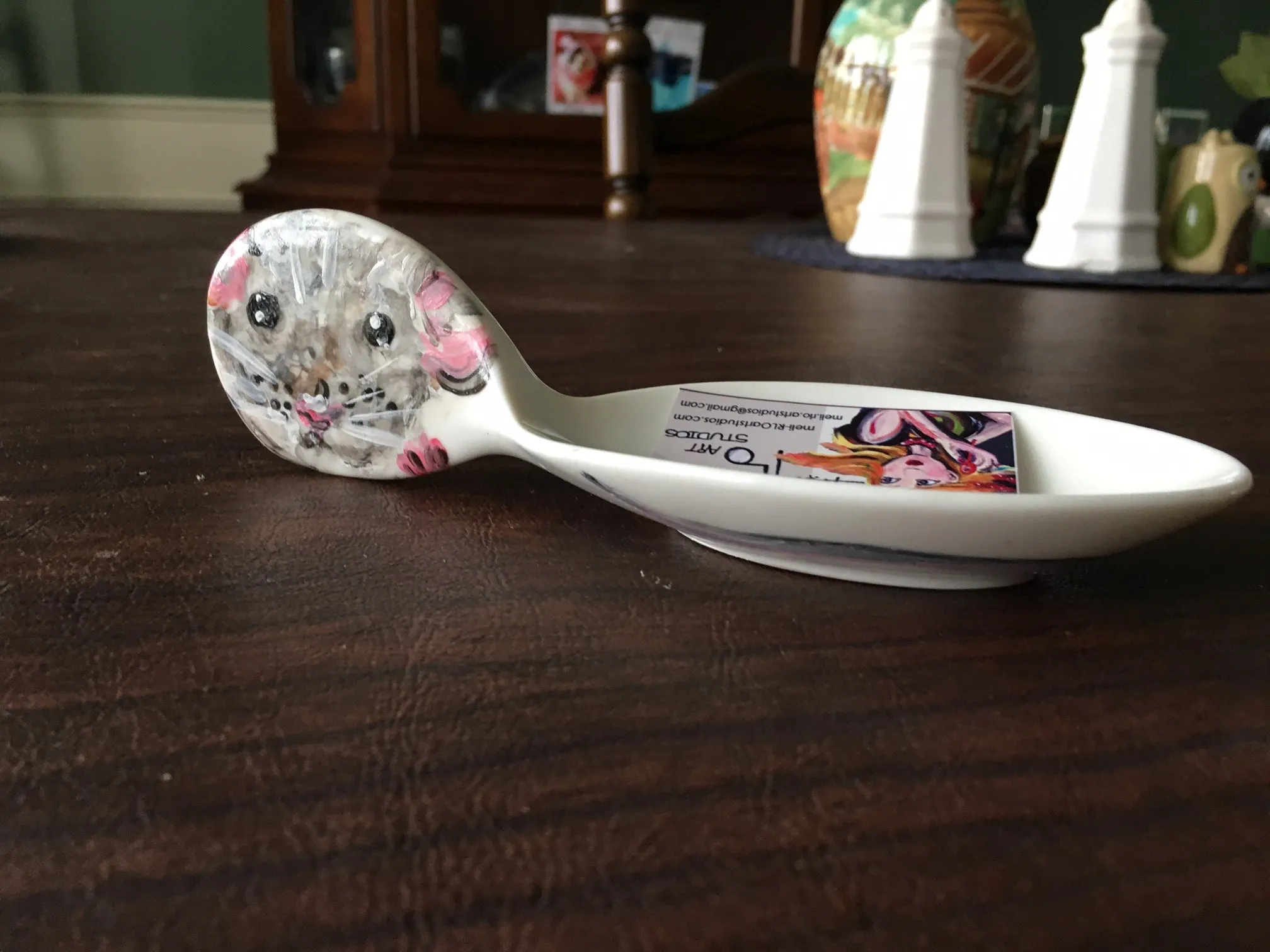 BIRDS (and more):  Hand-painted Porcelain Tasting Spoon/Spoon Rests