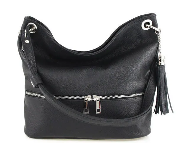 Black cowhide leather bag joss