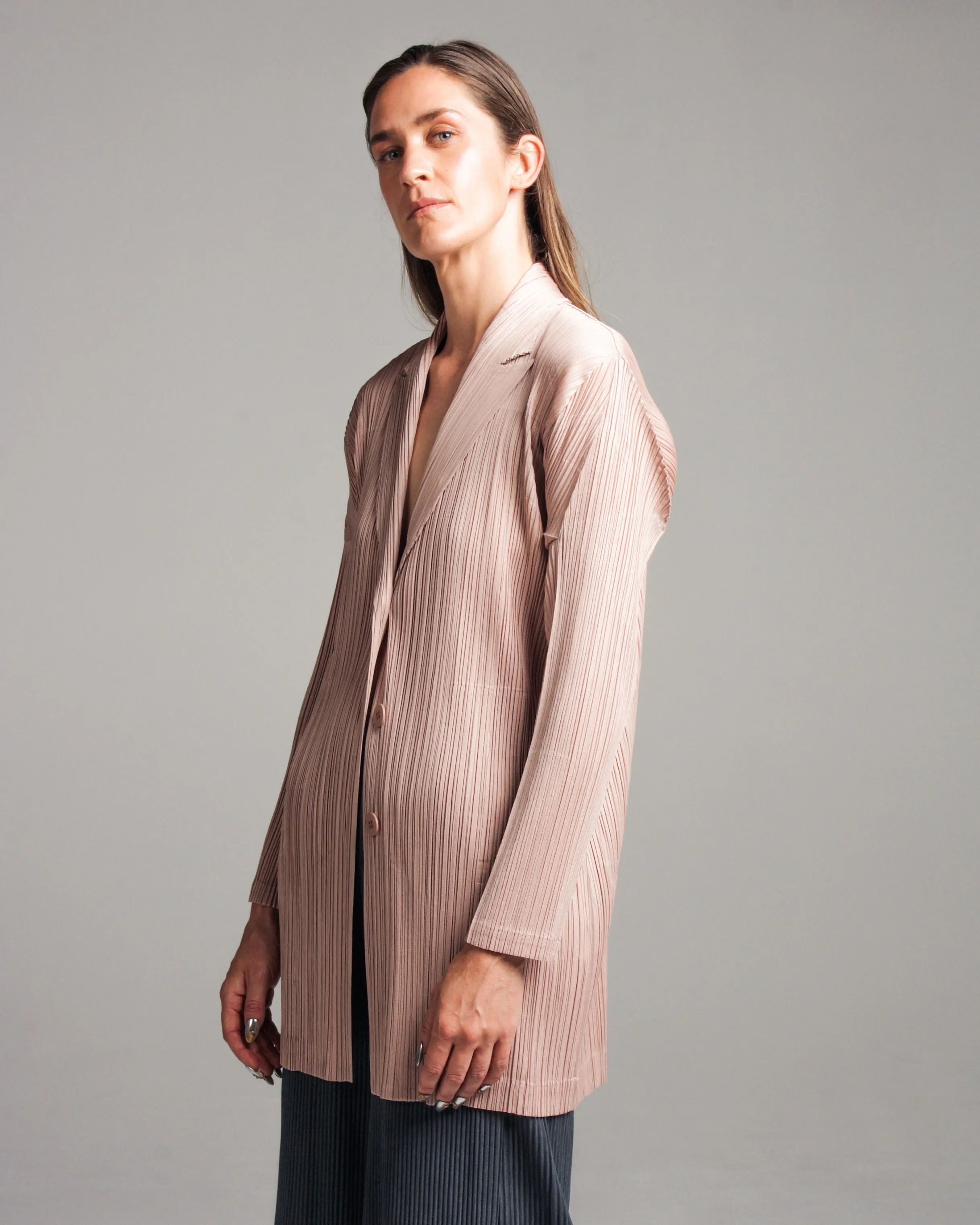 Blush Longline Pleated Jacket