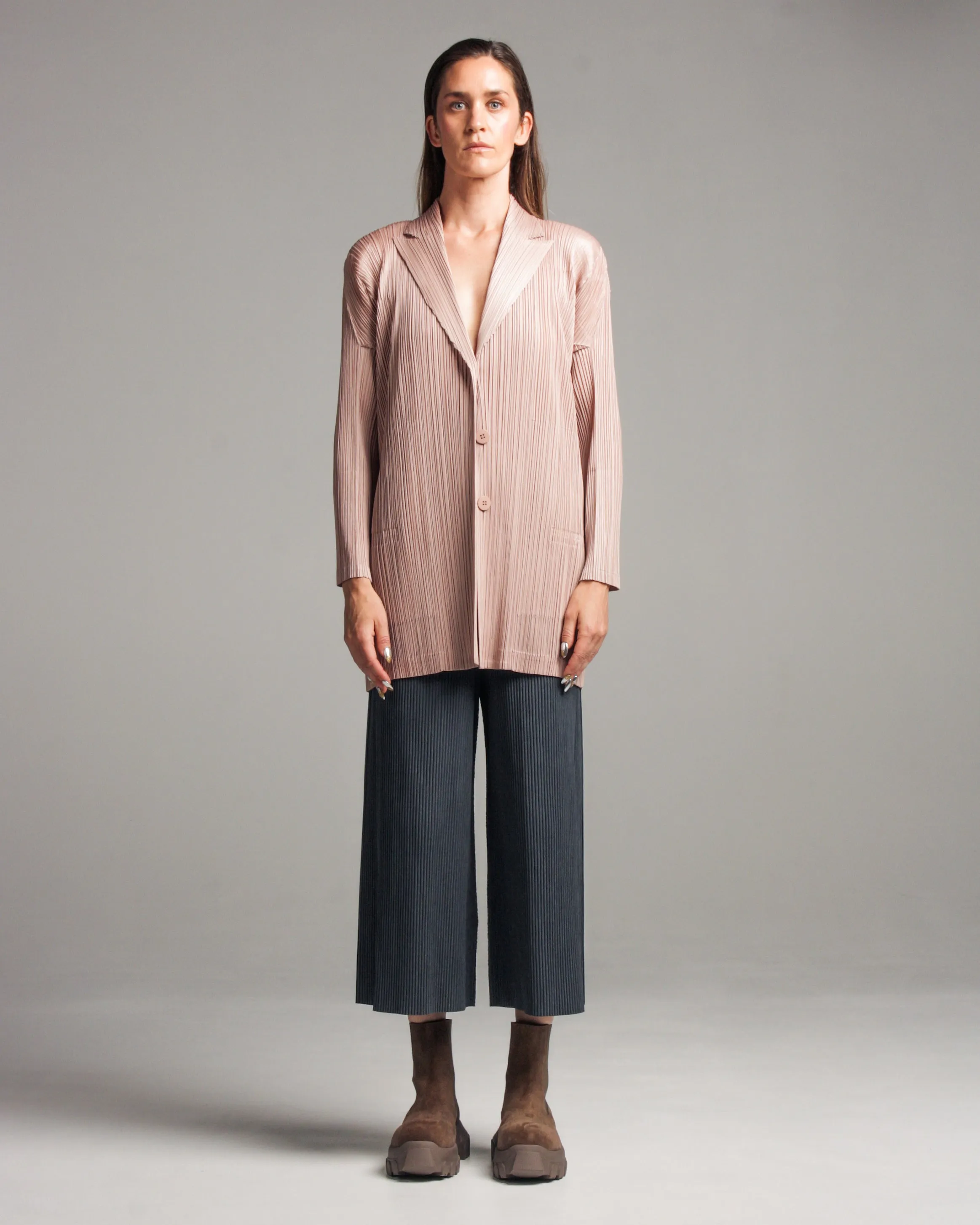 Blush Longline Pleated Jacket