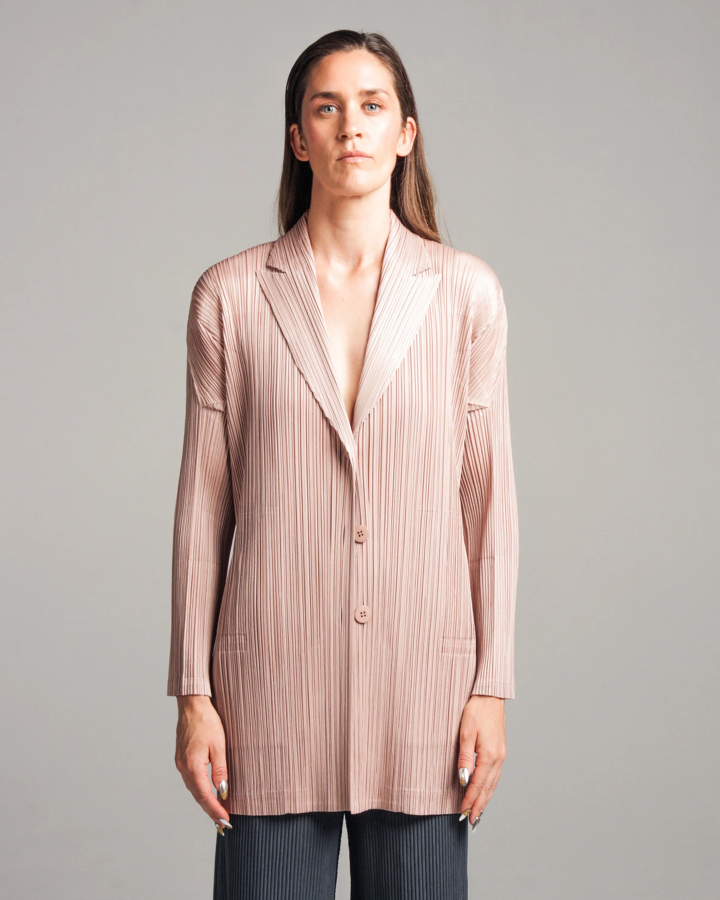 Blush Longline Pleated Jacket