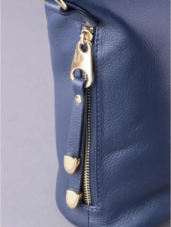 Cartmel Leather Cross Body Bag in Navy