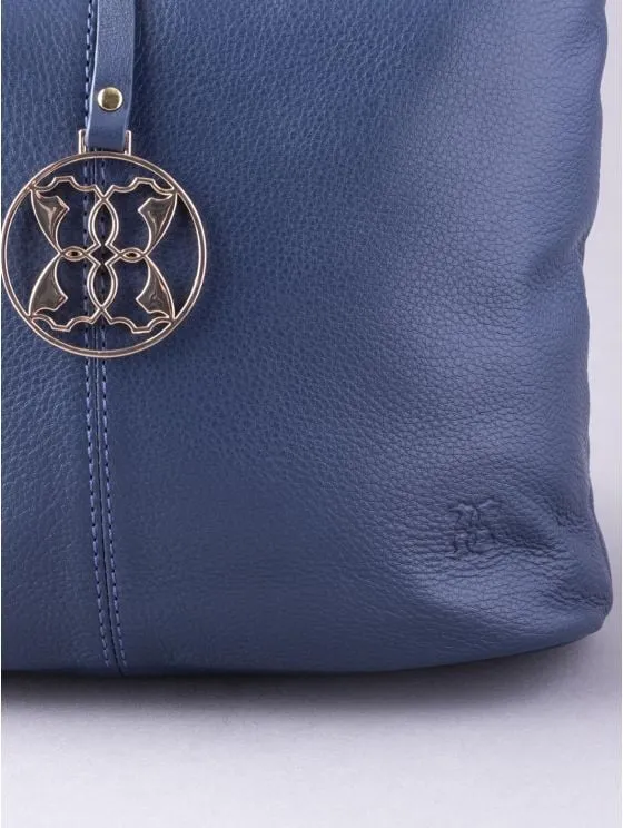 Cartmel Leather Cross Body Bag in Navy