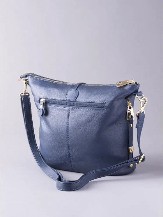 Cartmel Leather Cross Body Bag in Navy