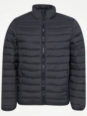 Charcoal Padded Lightweight Funnel Neck Jacket | Men | George at ASDA