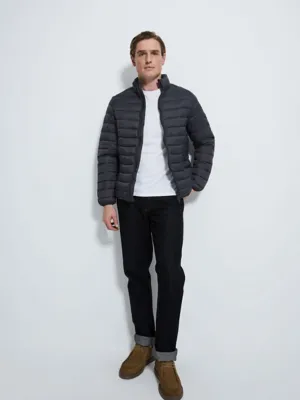 Charcoal Padded Lightweight Funnel Neck Jacket | Men | George at ASDA