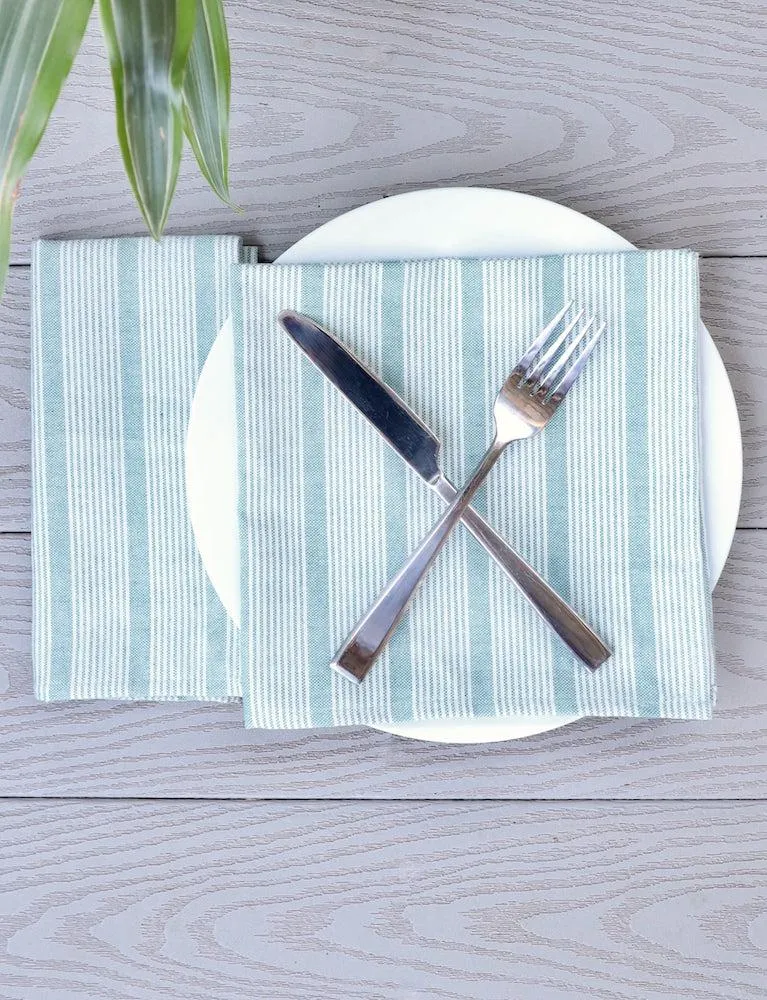 Cloth Napkins- Stripes Light Blue- Set of 4