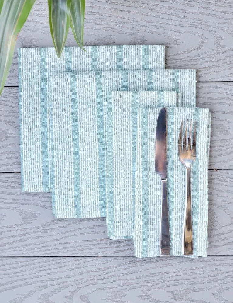 Cloth Napkins- Stripes Light Blue- Set of 4