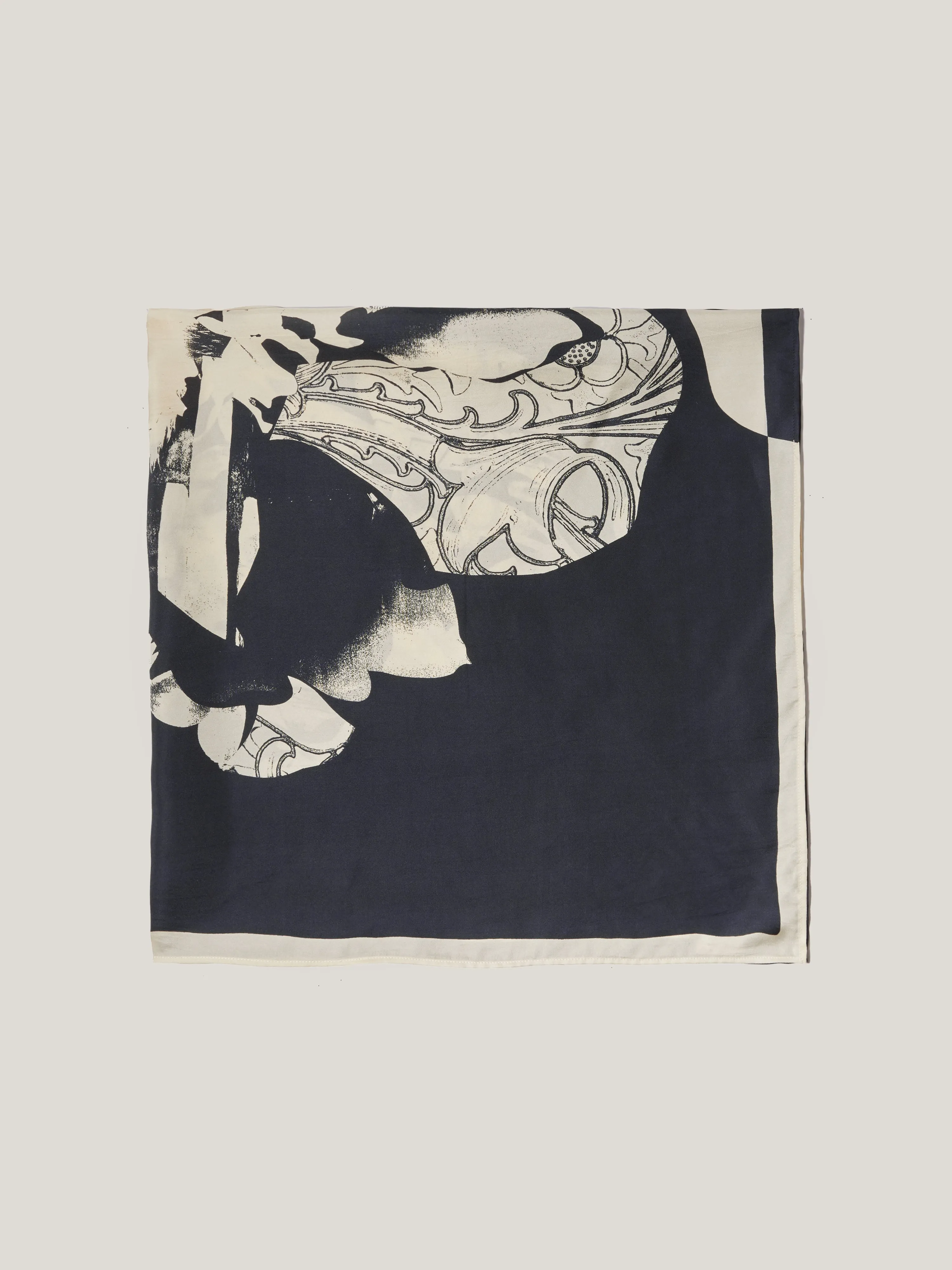 Collage Silk Twill Scarf | Monochrome