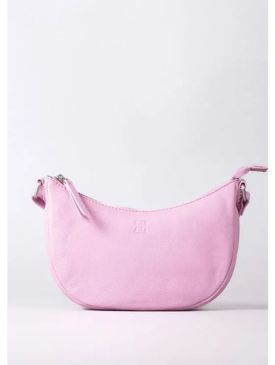 Coniston Crescent Leather Cross Body Bag in Pink