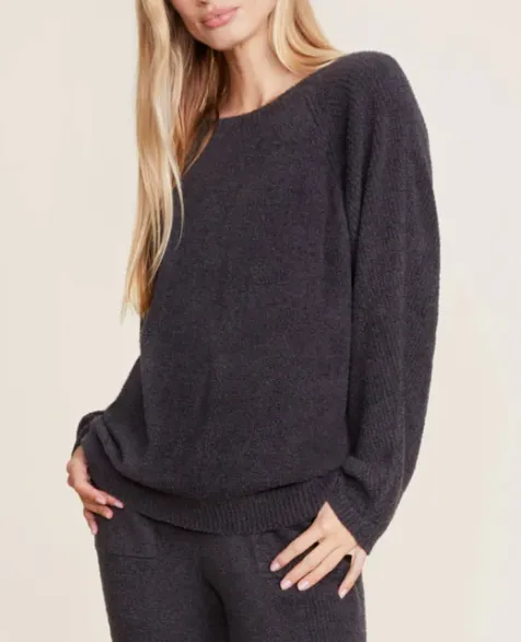 CozyChic Lite Rib Blocked Pullover - Carbon