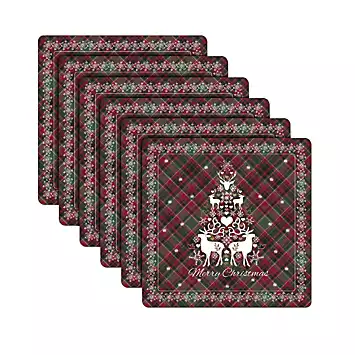 Denby Christmas Tartan Square Placemats Set of 6 | Kaleidoscope