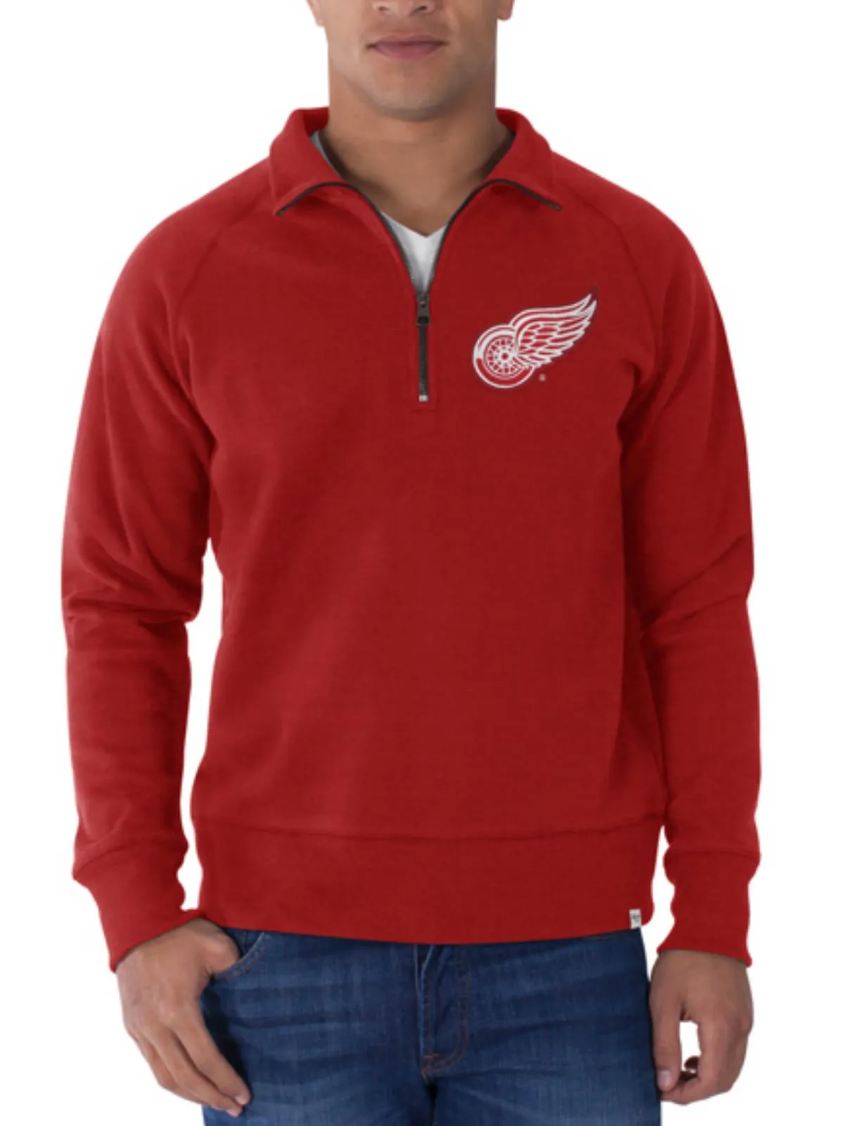 Detroit Red Wings 47 Brand Red Cross-Check 1/4-Zip Pullover Sweatshirt