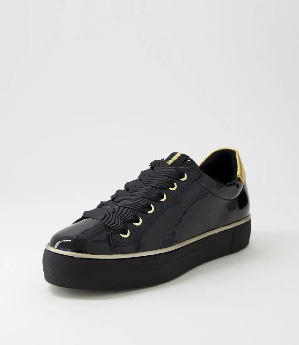 DJANGO & JULIETTE Finni Black Gold Glam Patent Multi Sneakers