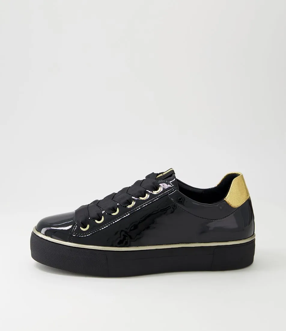 DJANGO & JULIETTE Finni Black Gold Glam Patent Multi Sneakers