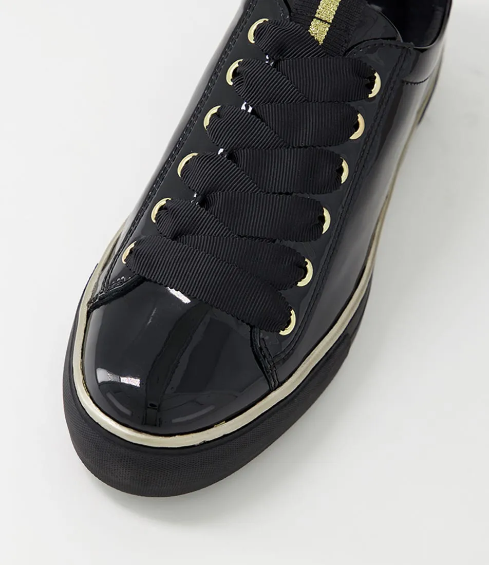 DJANGO & JULIETTE Finni Black Gold Glam Patent Multi Sneakers