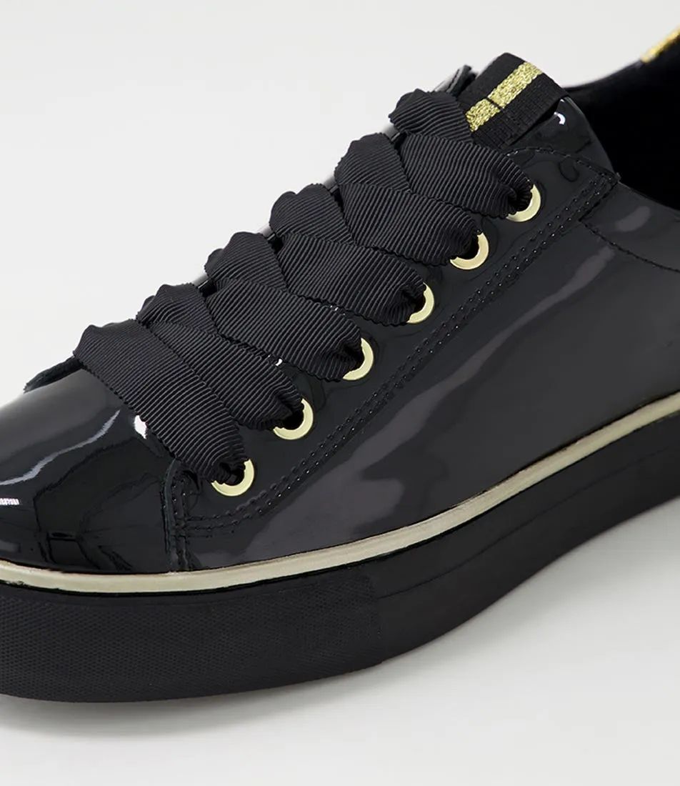 DJANGO & JULIETTE Finni Black Gold Glam Patent Multi Sneakers