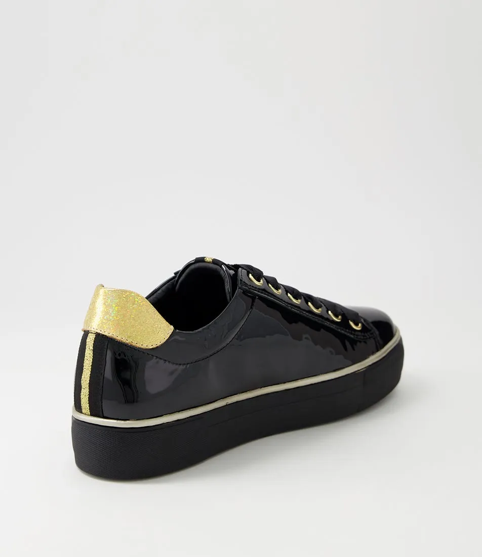 DJANGO & JULIETTE Finni Black Gold Glam Patent Multi Sneakers