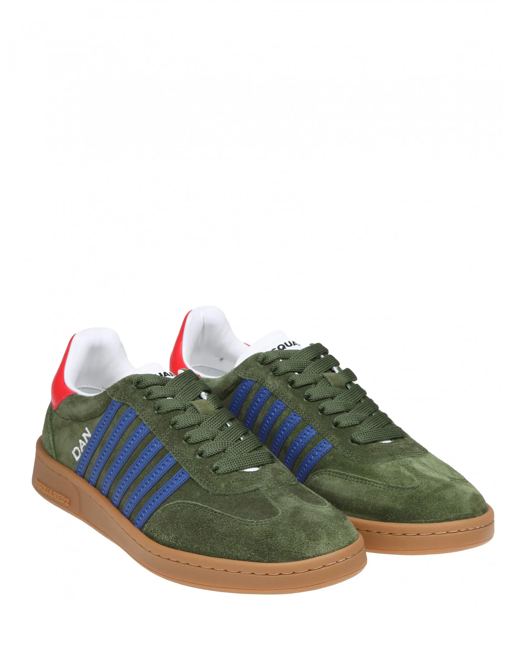 DSQUARED2 GREEN SUEDE BOXER SNEAKERS