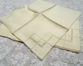 ELEGANT Napkin Set, Art Deco 20s MADEIRA Linen Napkins,Embroidery OpenWork,French Decor,Luxury Table Linens,Collectible Vintage 