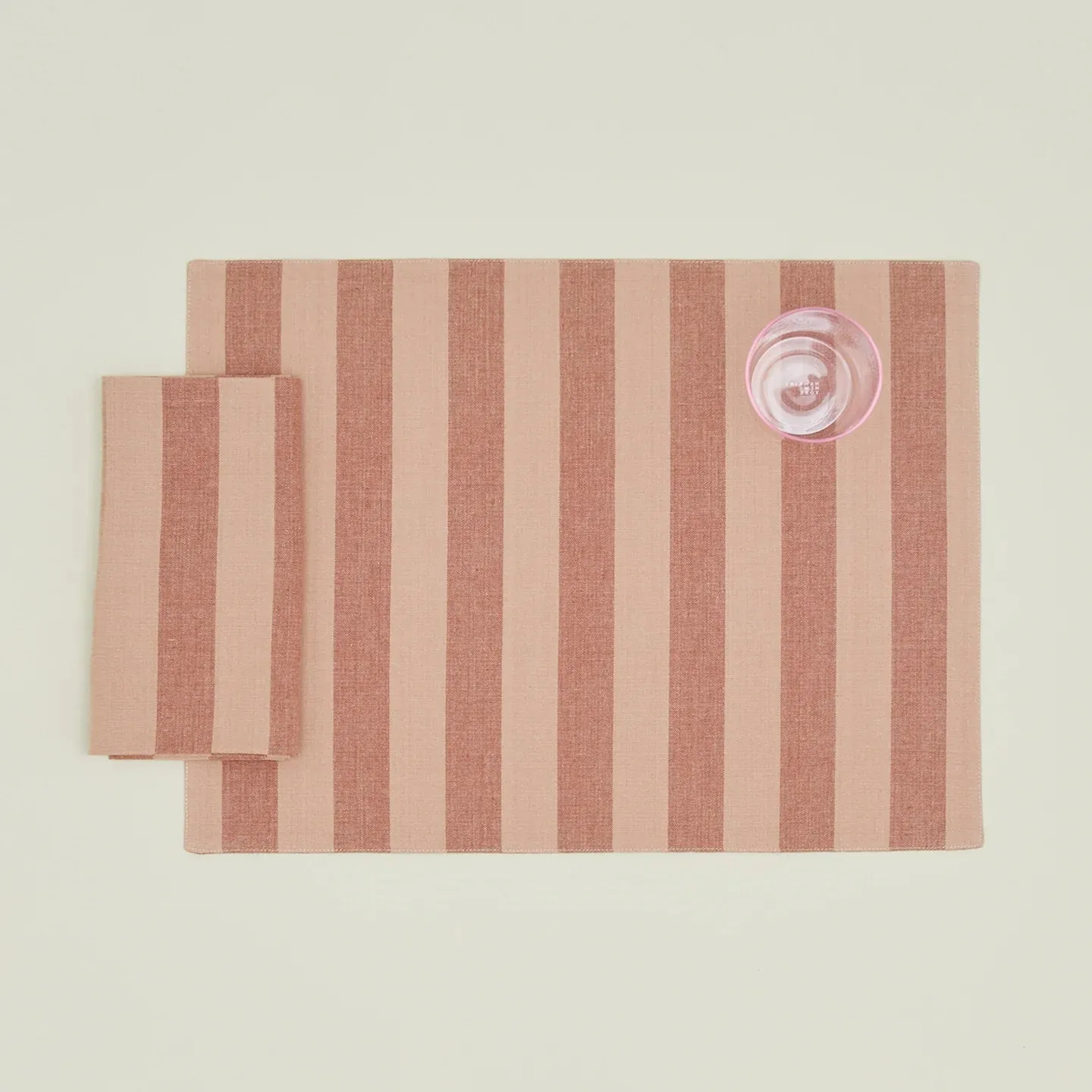 Essential Striped Placemats Set of 4 (Blush + Terracotta)