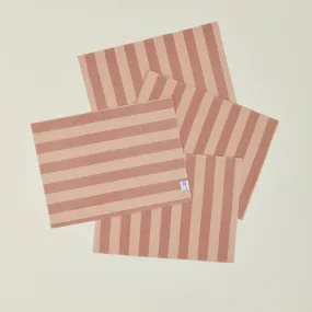 Essential Striped Placemats Set of 4 (Blush + Terracotta)