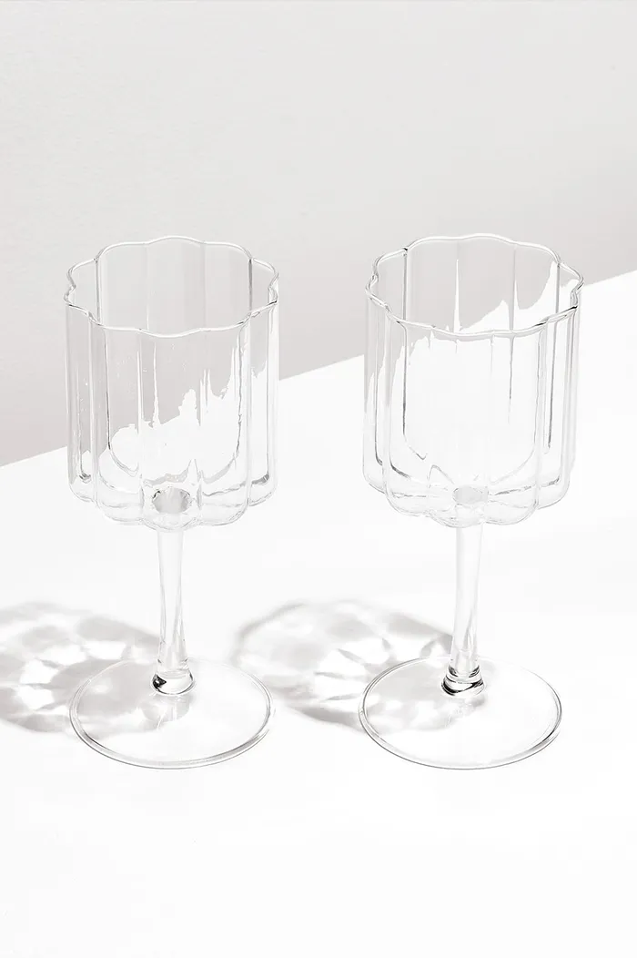 Fazeek Clear Wave Wine Glass | Set Of 2