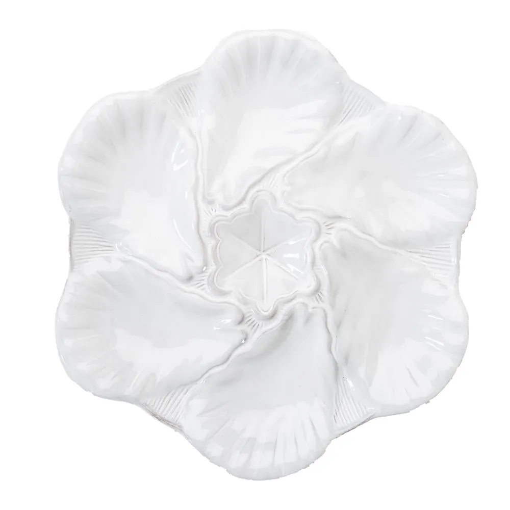 Fleur De Lis Oyster Plate - White