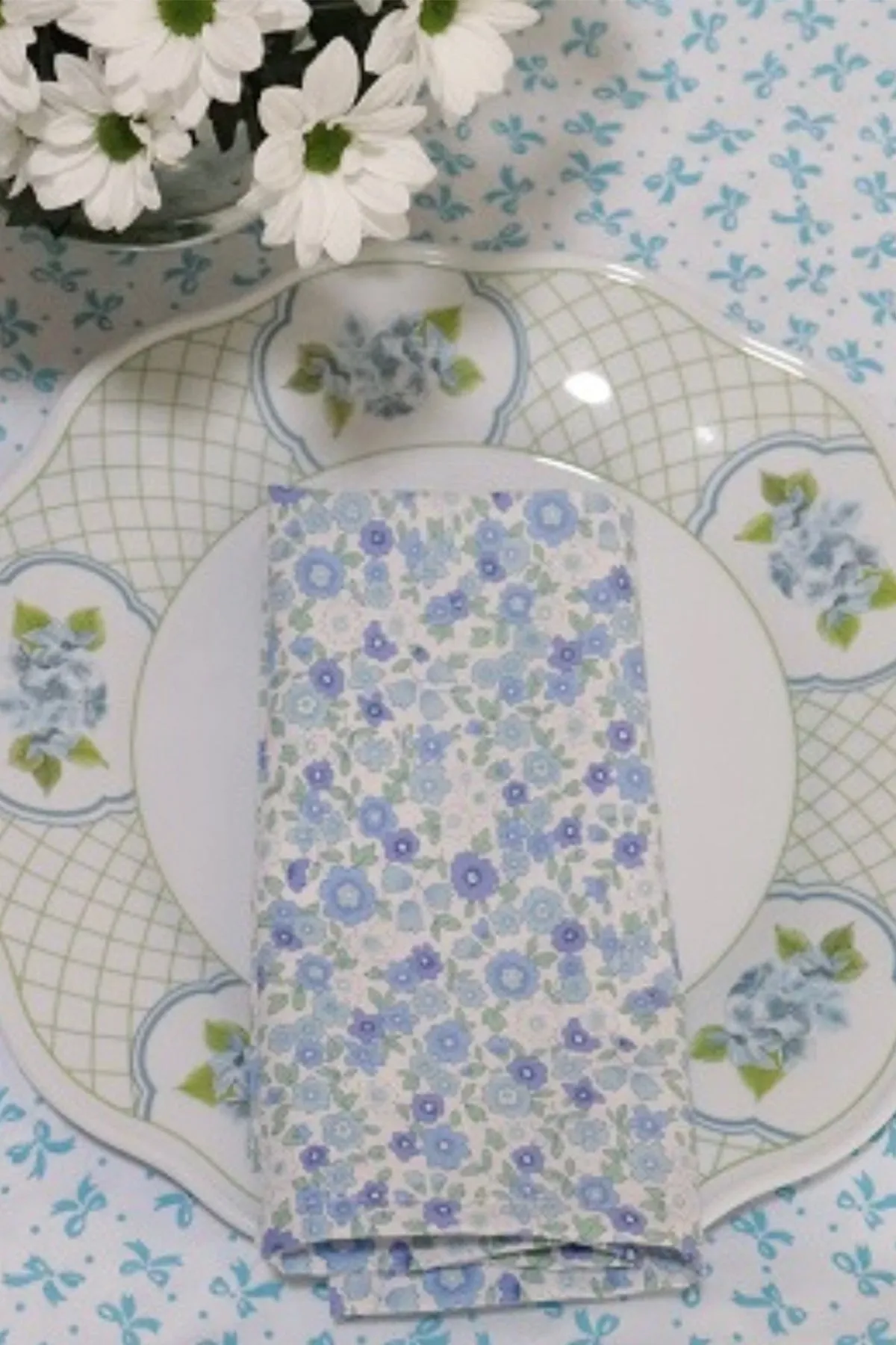 Floral Blue Cotton Napkins