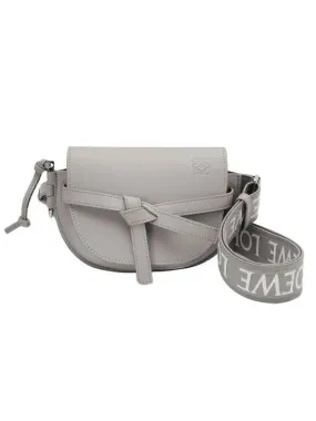 Gate Dual Mini Soft Calfskin Cross Bag Pearl Grey