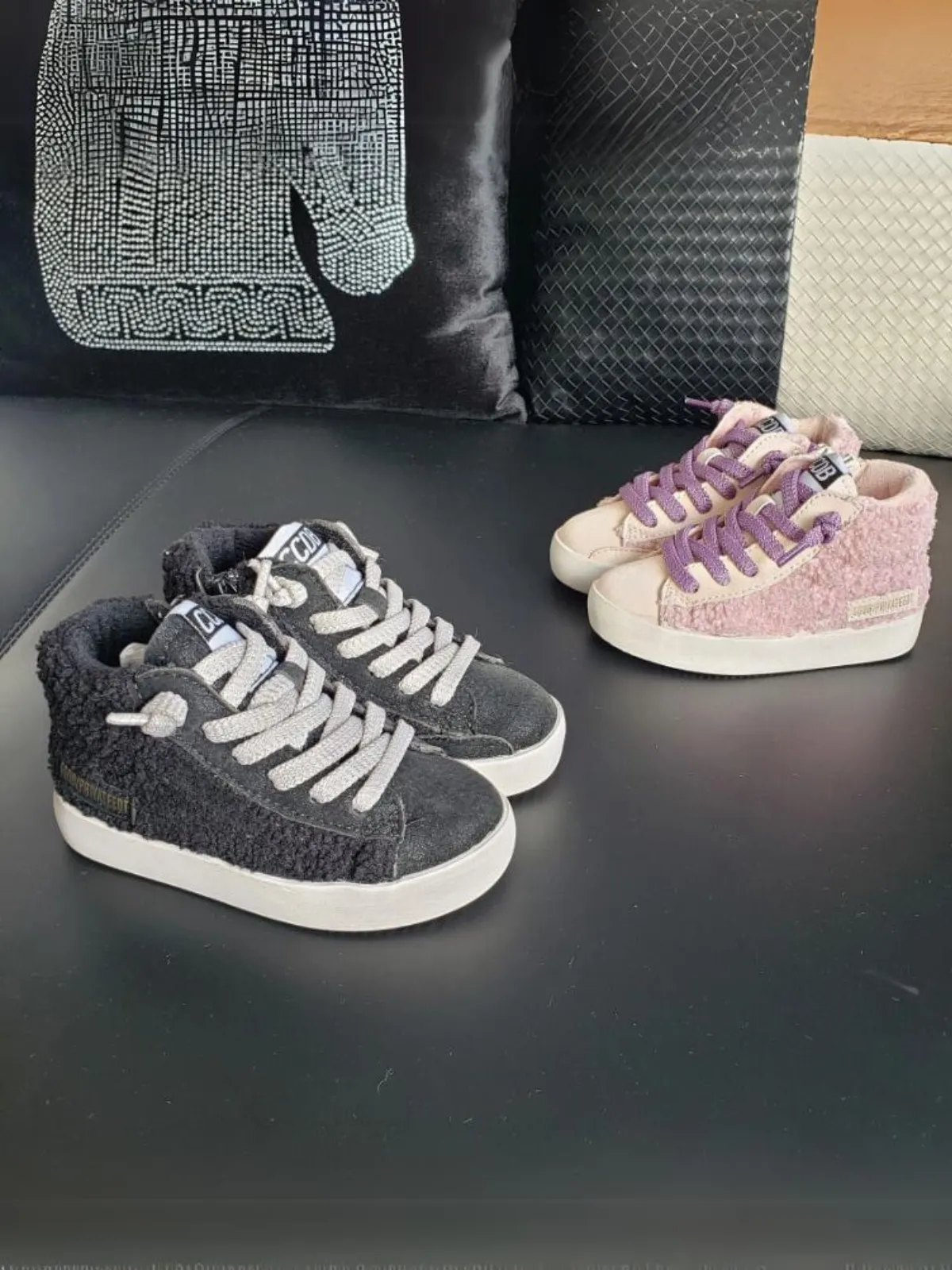 Girls Fuzzy High-Top Sneakers by Liv and Mia