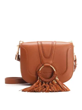 Hana Fringed Leather Crossody Bag in Caramello