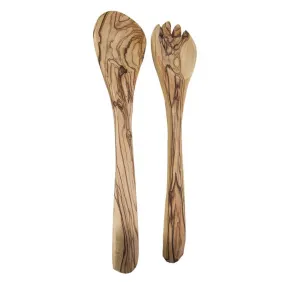 Handmade Olive Wood Salad Set Spoon and Fork Tableware 10.5 from Bethlehem