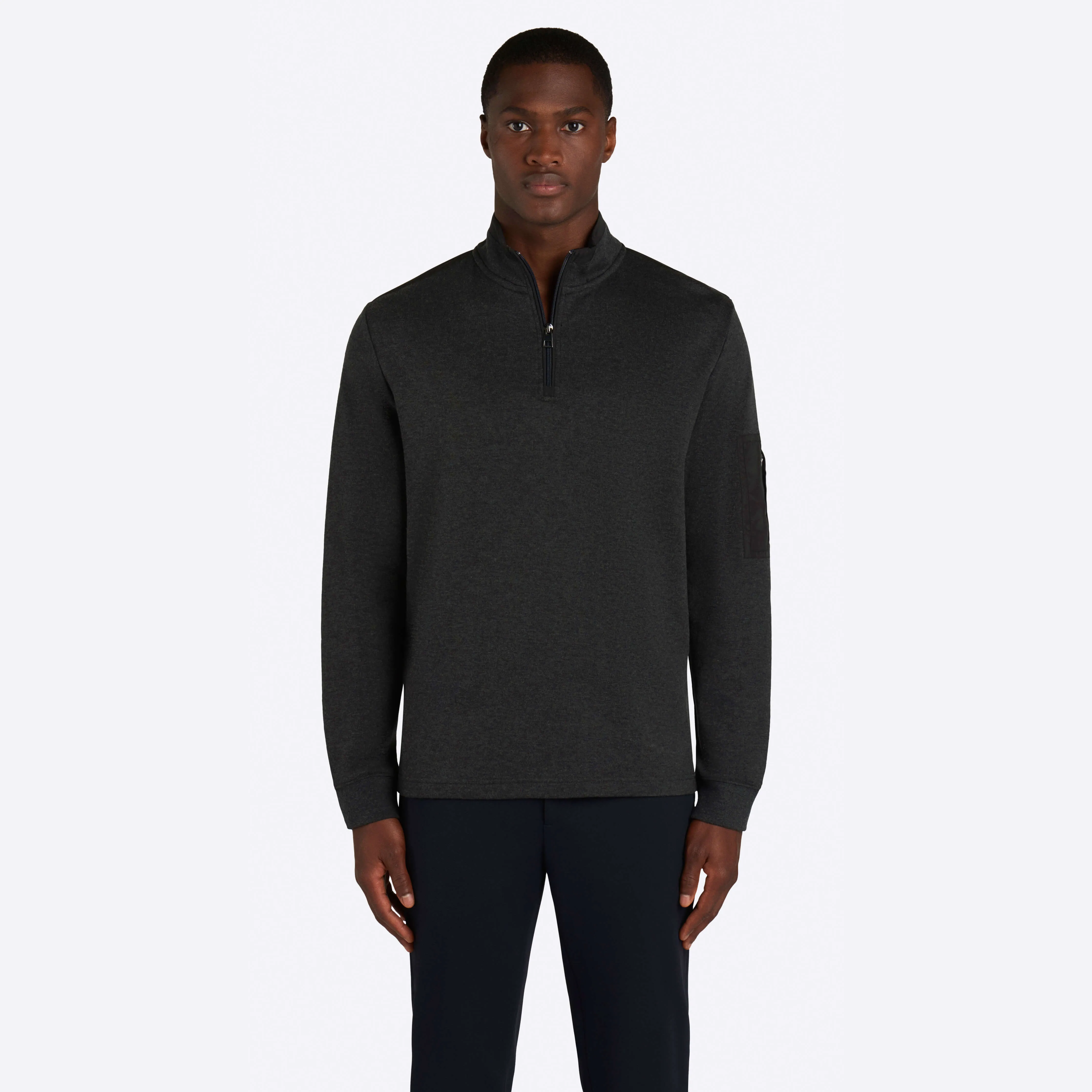 Heather Quarter Zip Mock Neck Pullover