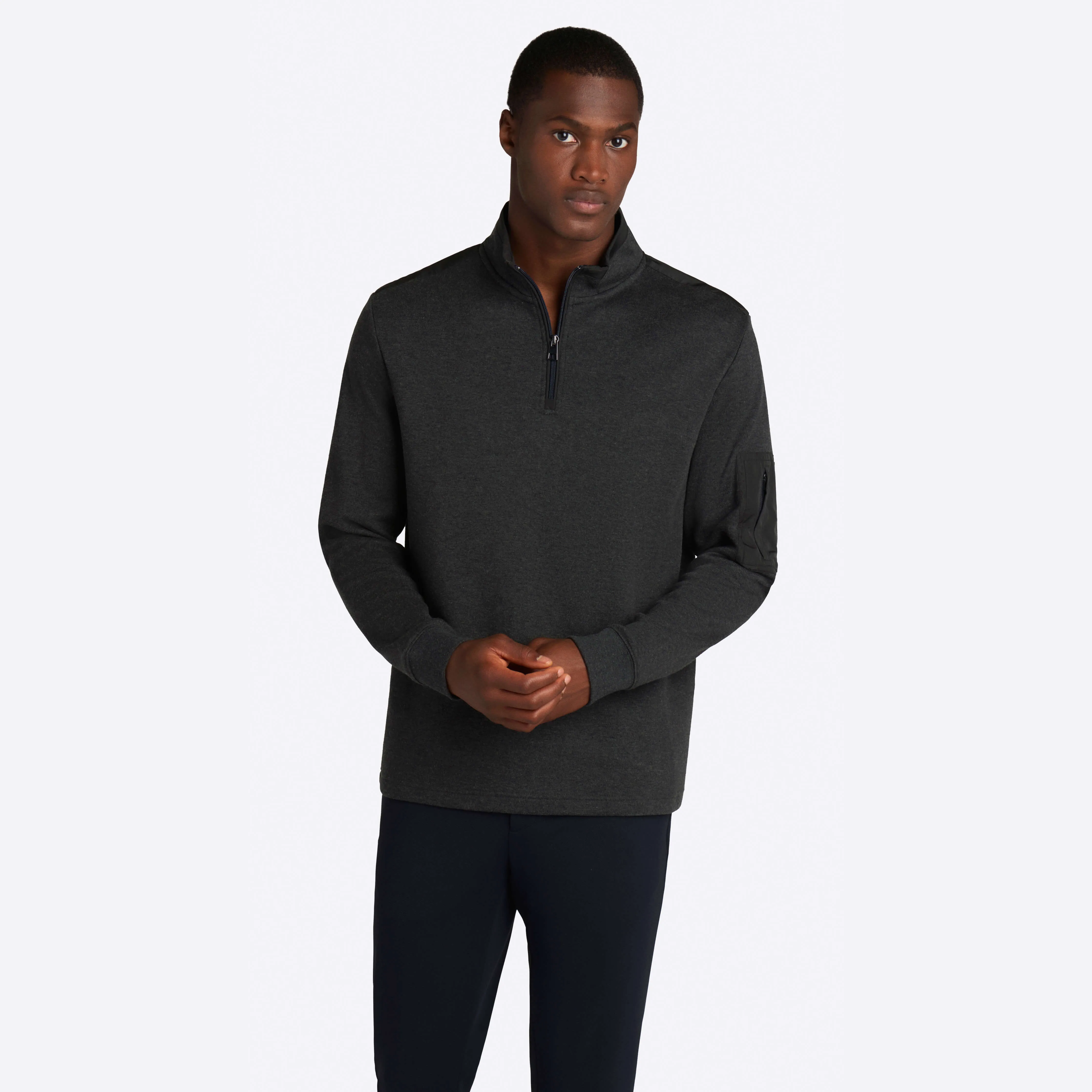 Heather Quarter Zip Mock Neck Pullover