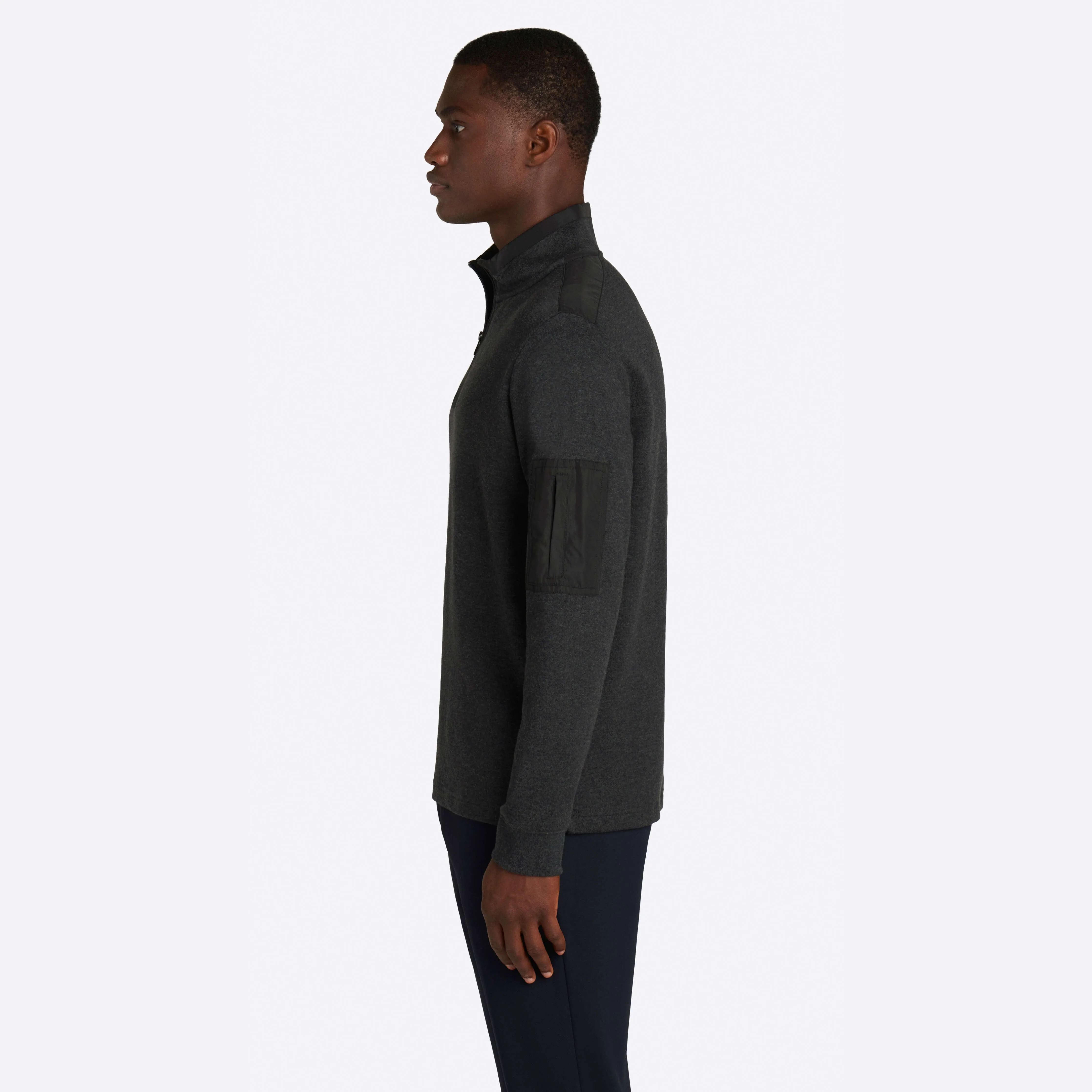 Heather Quarter Zip Mock Neck Pullover