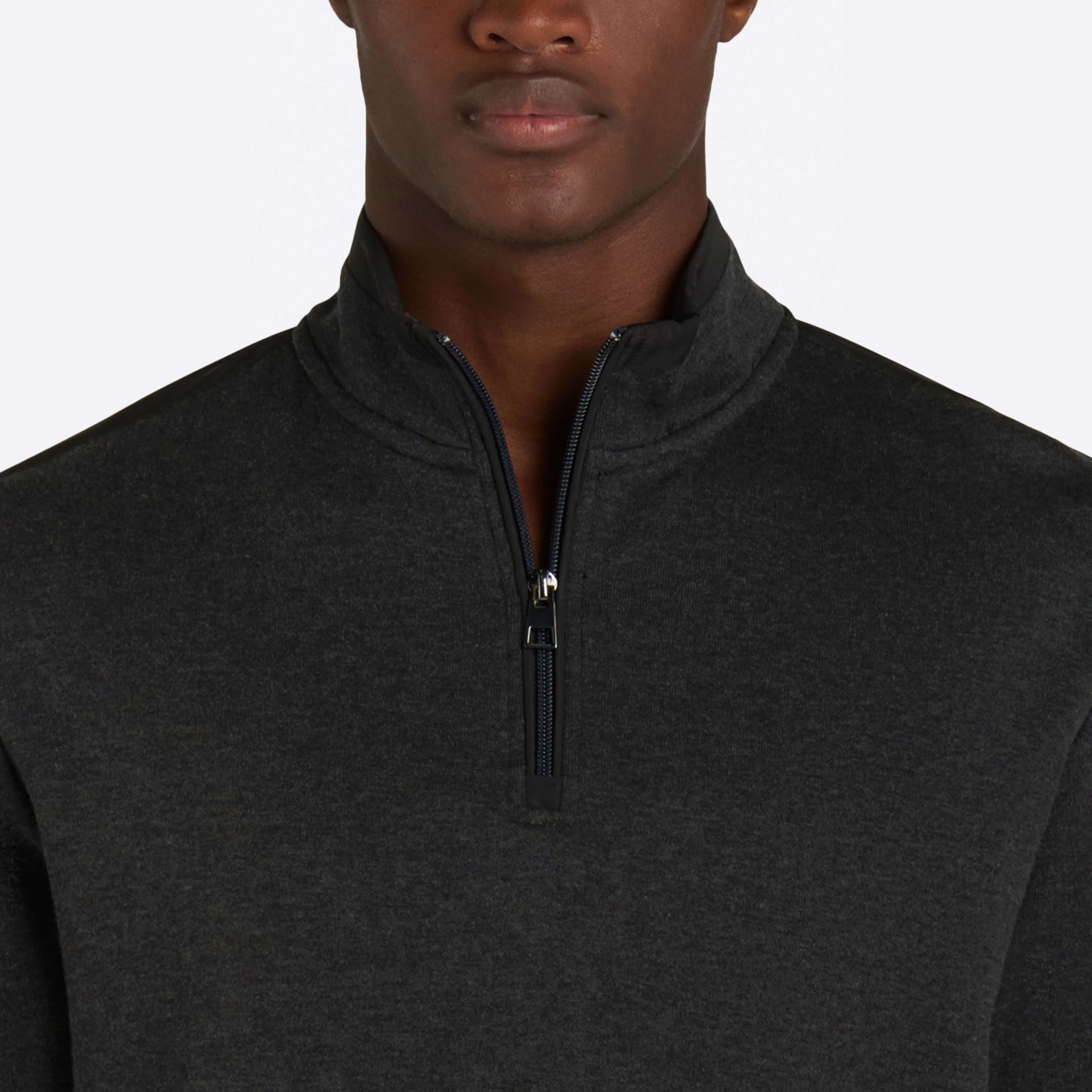 Heather Quarter Zip Mock Neck Pullover