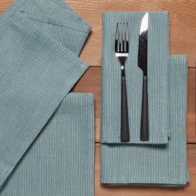 Linen Napkins- Set of 4- Lagoon Pinstripe