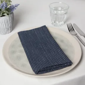 Linen Napkins- Set of 4- Navy Pinstripe