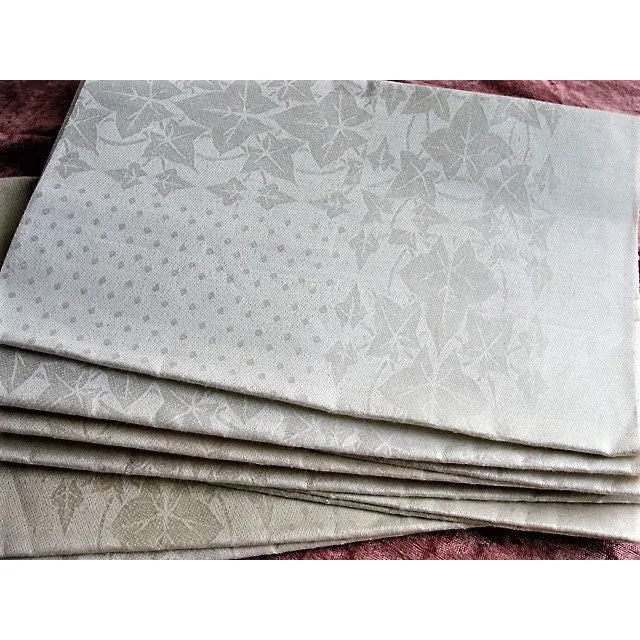 LOVELY Antique Irish Linen Damask Linen Dinner Napkins Set of 6 Ivy Leaves n Polka Dots Pattern,Chateau Chic Antique Table Linen