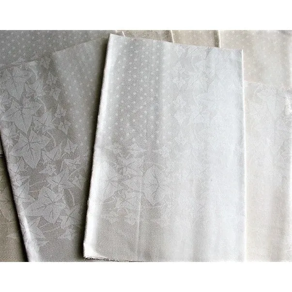 LOVELY Antique Irish Linen Damask Linen Dinner Napkins Set of 6 Ivy Leaves n Polka Dots Pattern,Chateau Chic Antique Table Linen